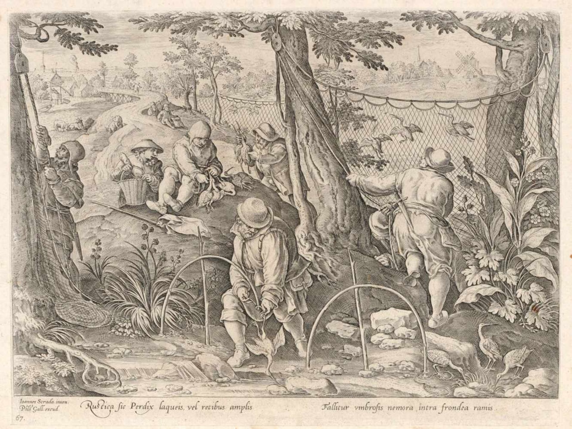 Philip (Philips) Galle "Rustica sic Perdix laqueis vel retibus". Nach 1578.