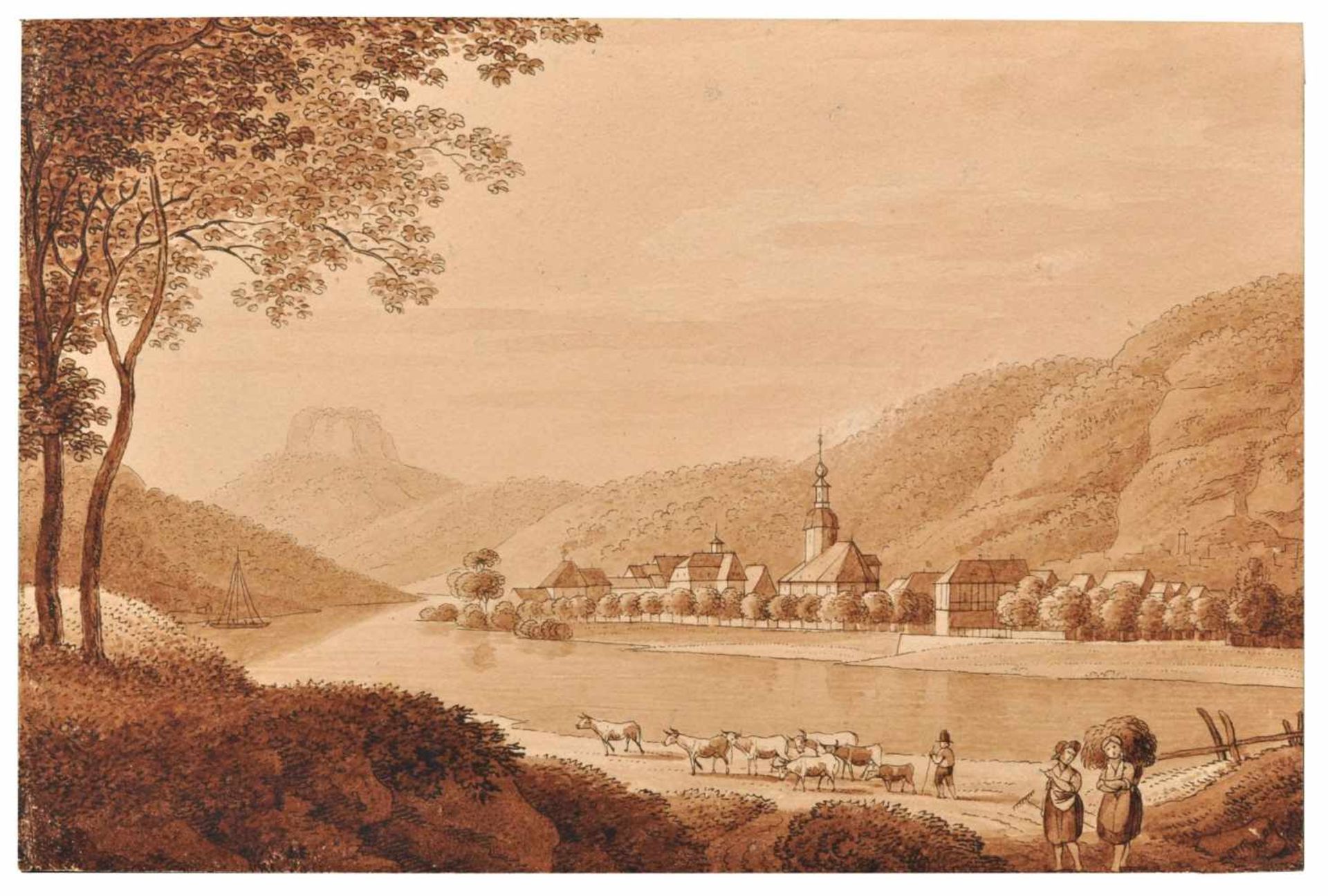 Adrian Zingg (oder Umkreis) "Schandau". Um 1800.