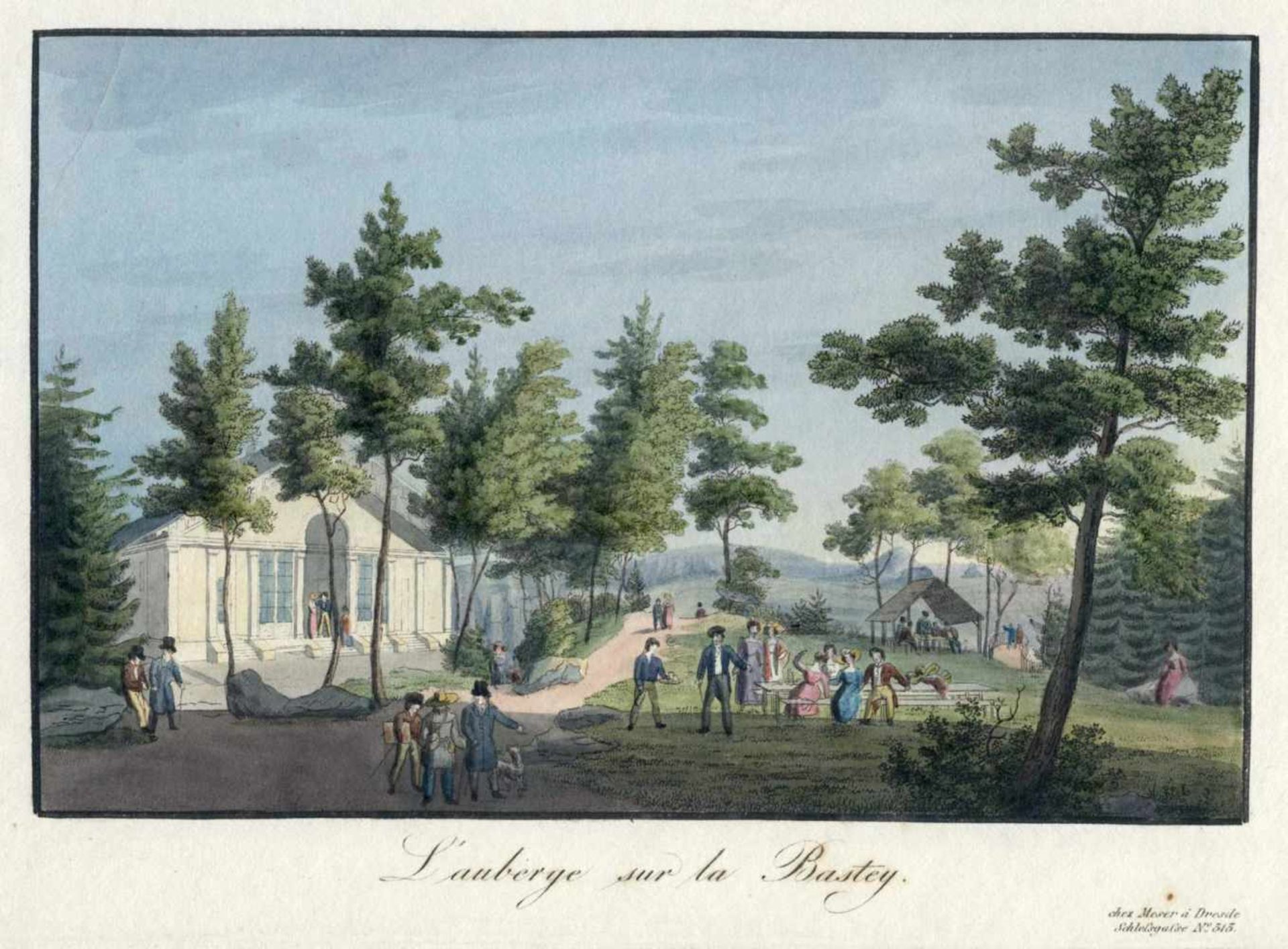 C. F. Meser "L'auberge sur le Bastey". Um 1830.