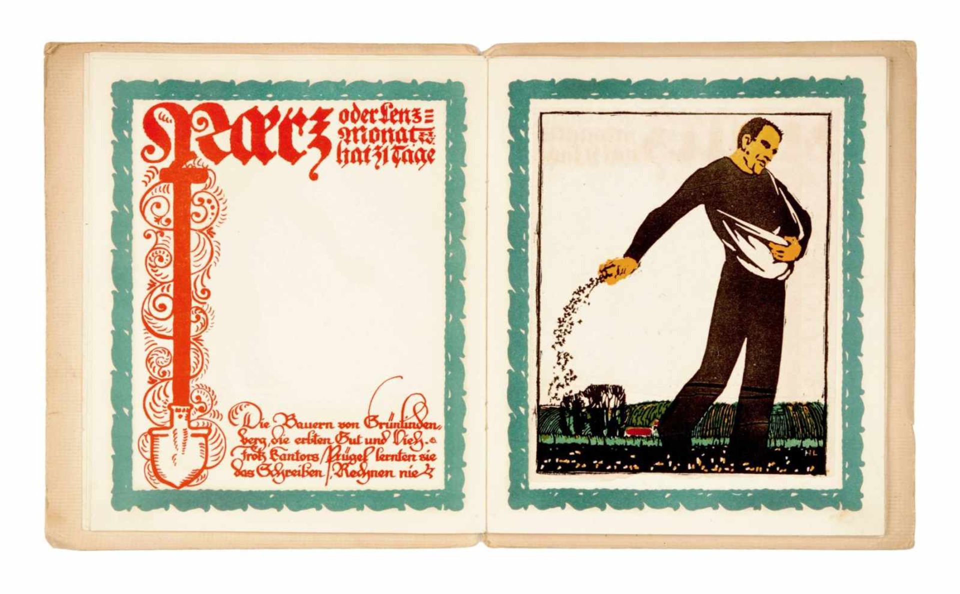 Otto Dix (zugeschr.) und andere Dresdner Künstler "Bauernball-Kalender". 1914.< - Bild 6 aus 22