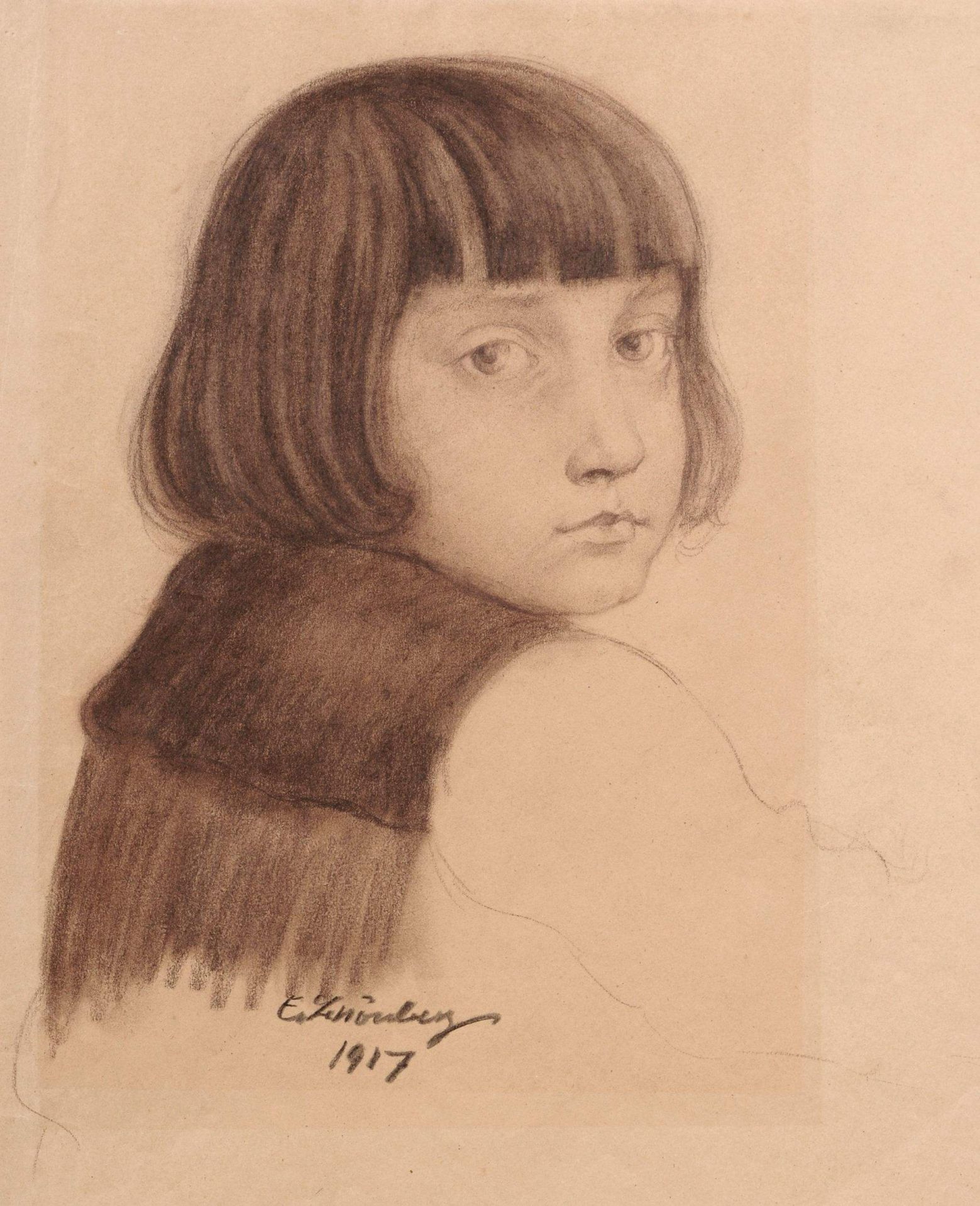Ewald Schönberg, Mädchenporträt. 1917.