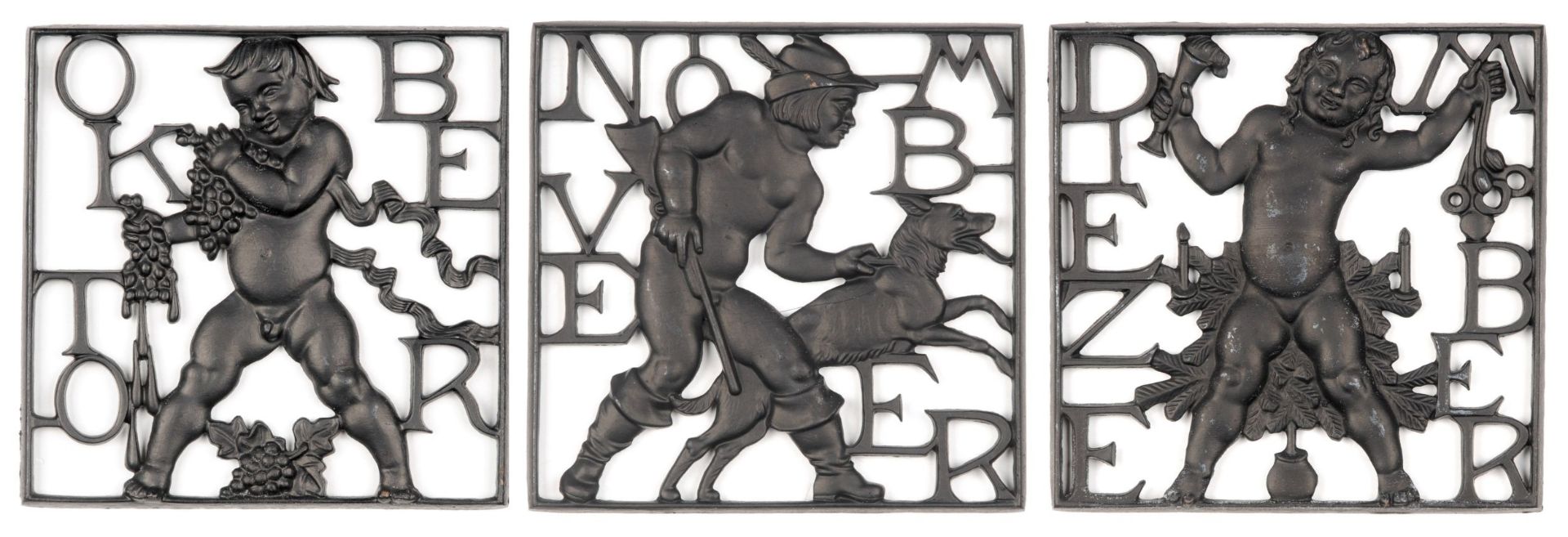 12 Relief-Silhouetten "Die Monate". VEB Schwermaschinenbau Lauchhammerwerk, Lauchhammer. Mitte 20. - Bild 4 aus 4