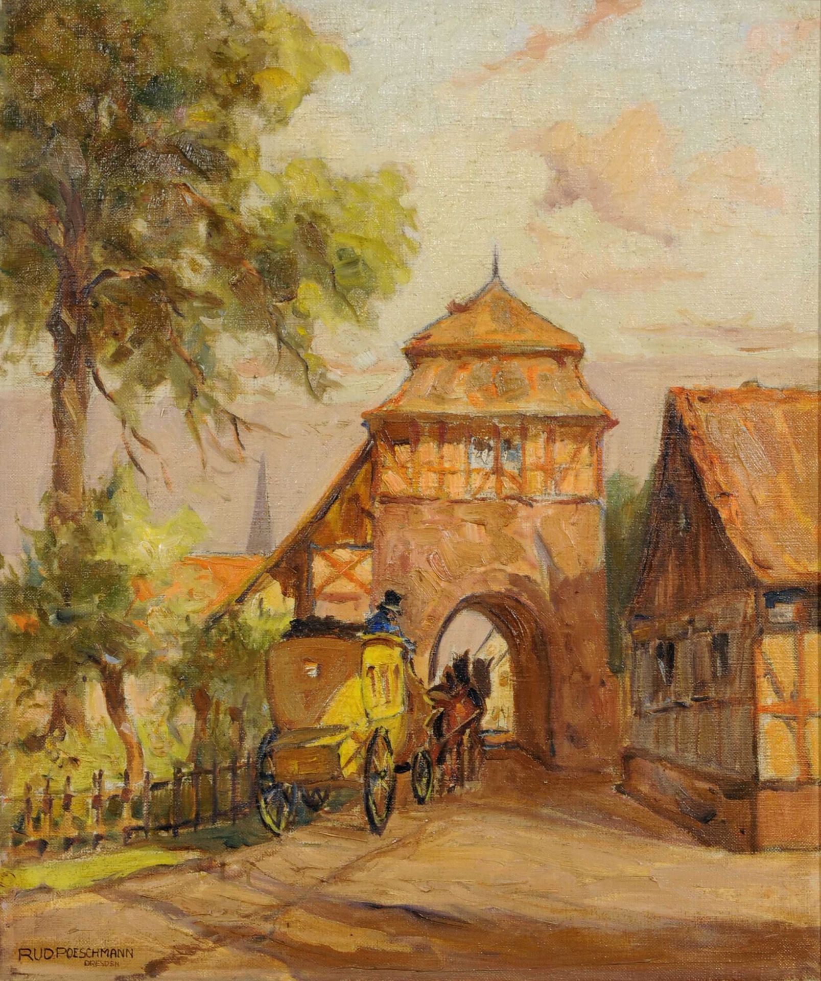 Rudolf Poeschmann "Altes Städtchen im Harz" (Neustadt im Harz). 1930er Jahre.