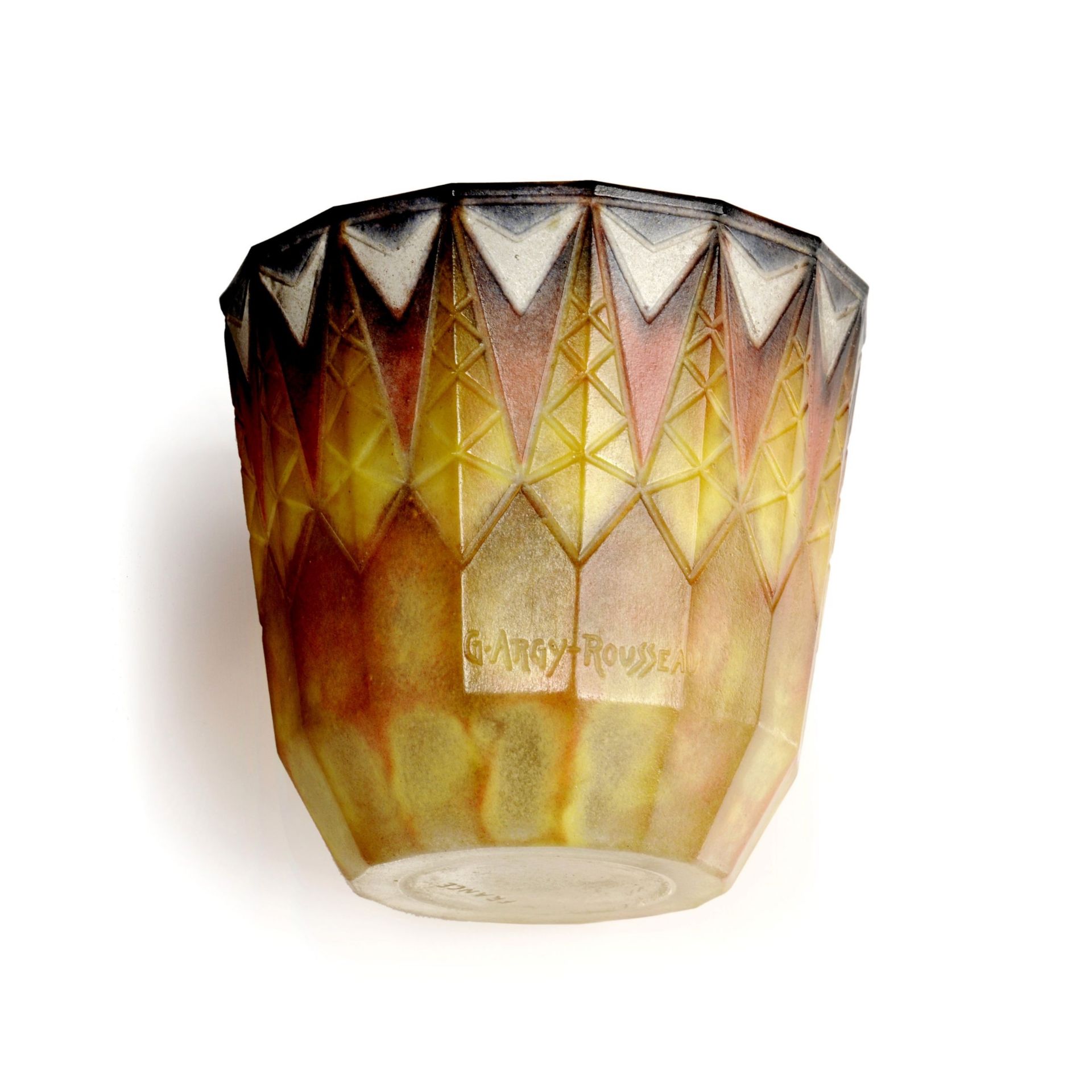 Seltene Bechervase "Vase à motifs de fers de lance gravés". Gabriel Argy-Rousseau, Paris, - Bild 7 aus 7