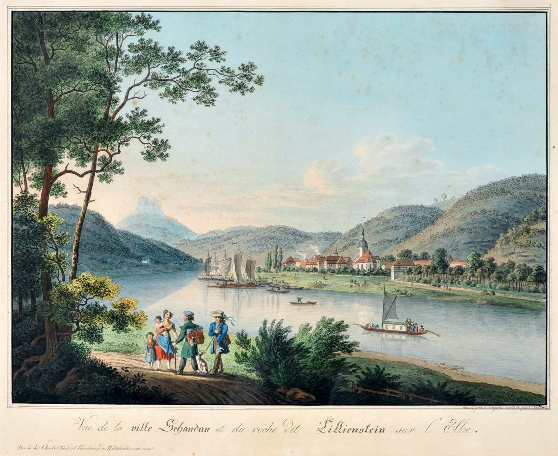 Carl Gregor Täubert "Vue de la ville Schandau". 1840.