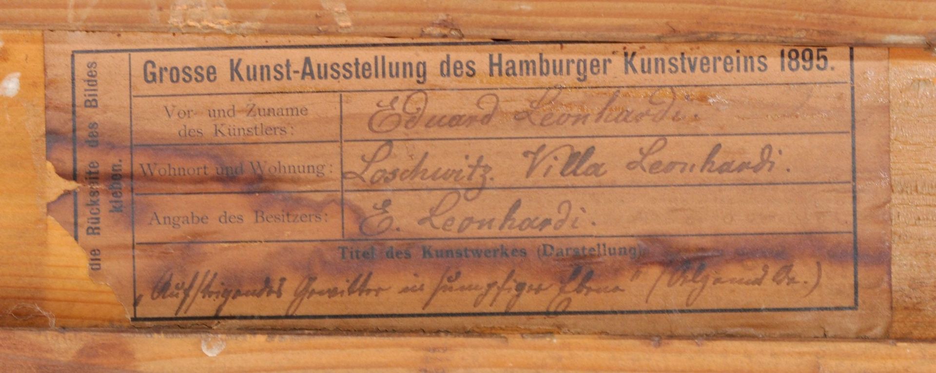 Eduard Emil August Leonhardi "Aufsteigendes Gewitter in sumpfiger Ebene". 1894. - Bild 3 aus 5