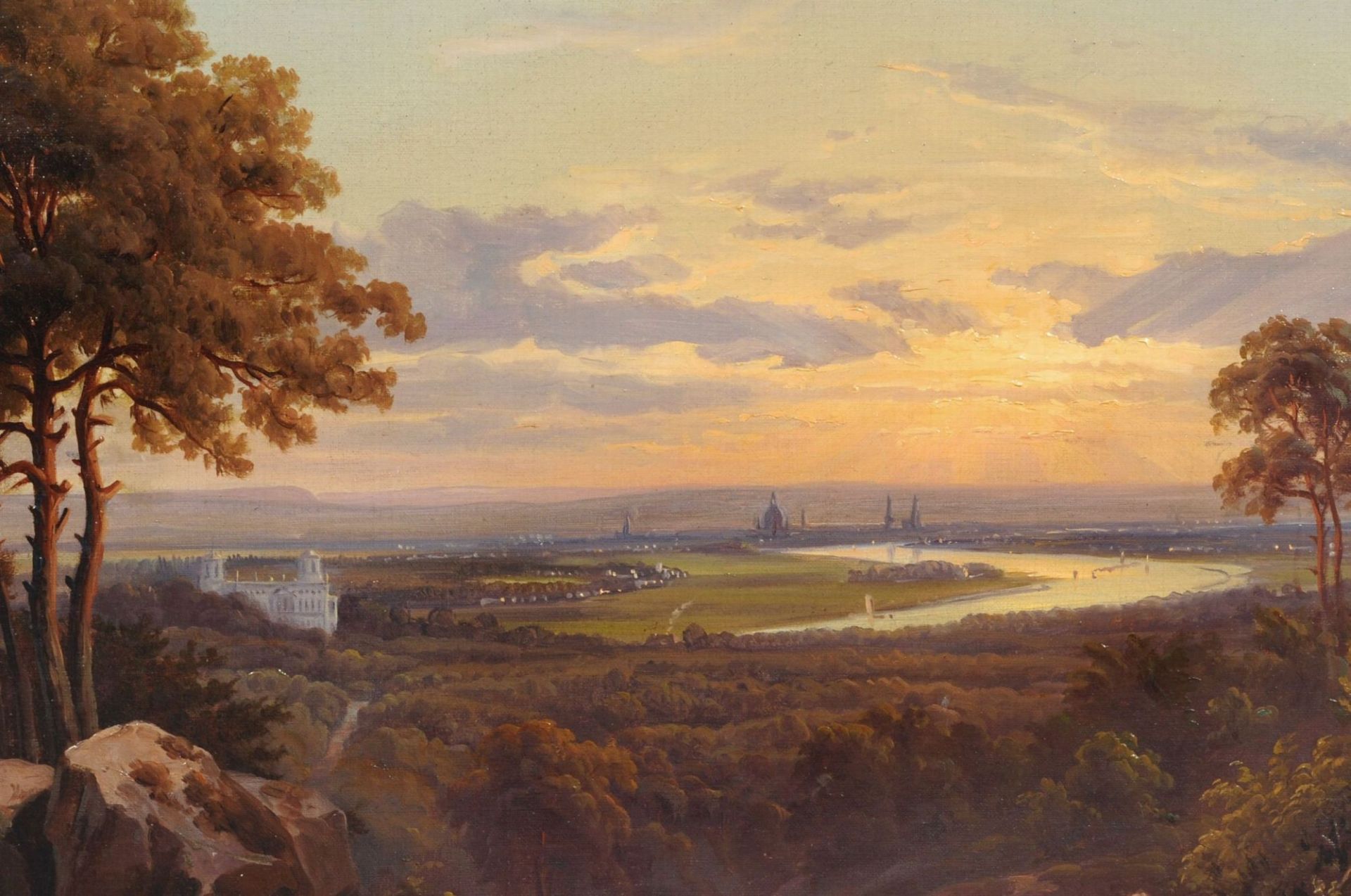 Johann Anton Castell, Blick vom Wolfshügel auf Dresden im Abendlicht. 1863. - Bild 6 aus 9