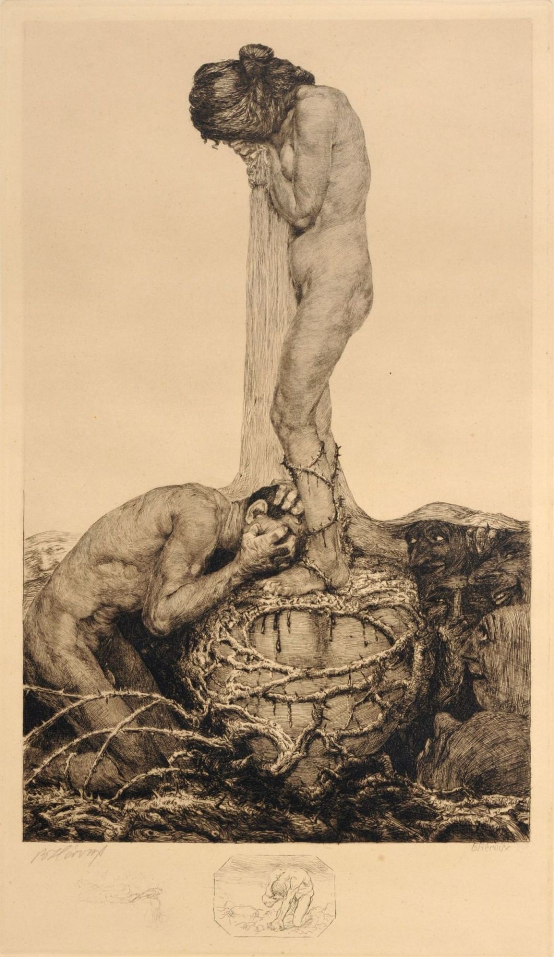 Bruno Héroux "Gebrochene Schwingen" / "Schmerz" / Merkur über der Stadt. Um 1917. - Image 4 of 5