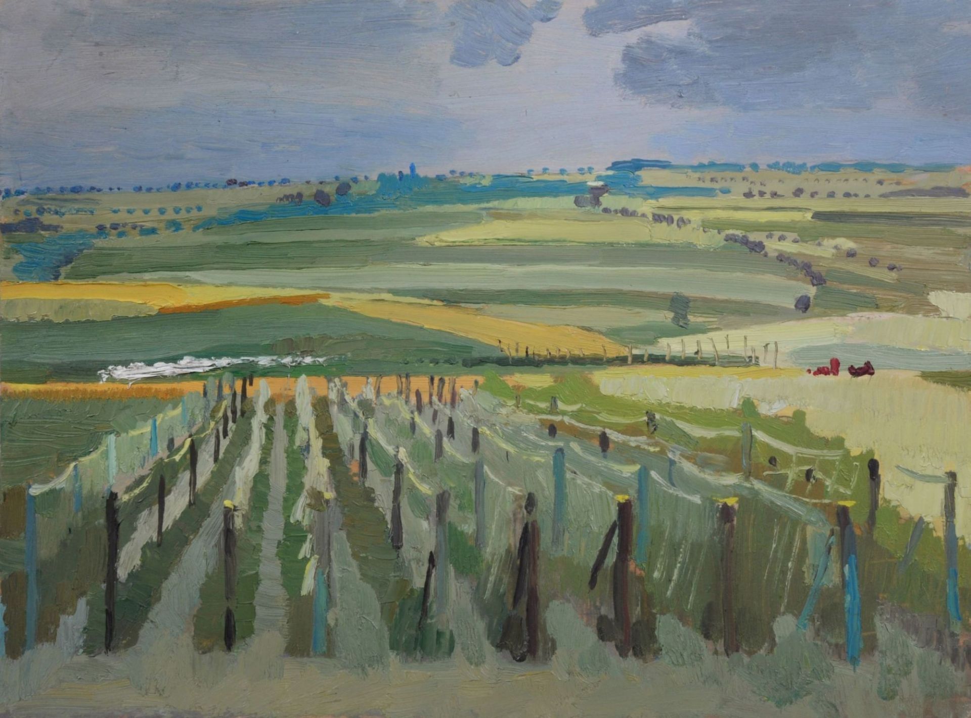 Bernhard Kretzschmar "Weinberge in der Lößnitz". Wohl 1960er Jahre.