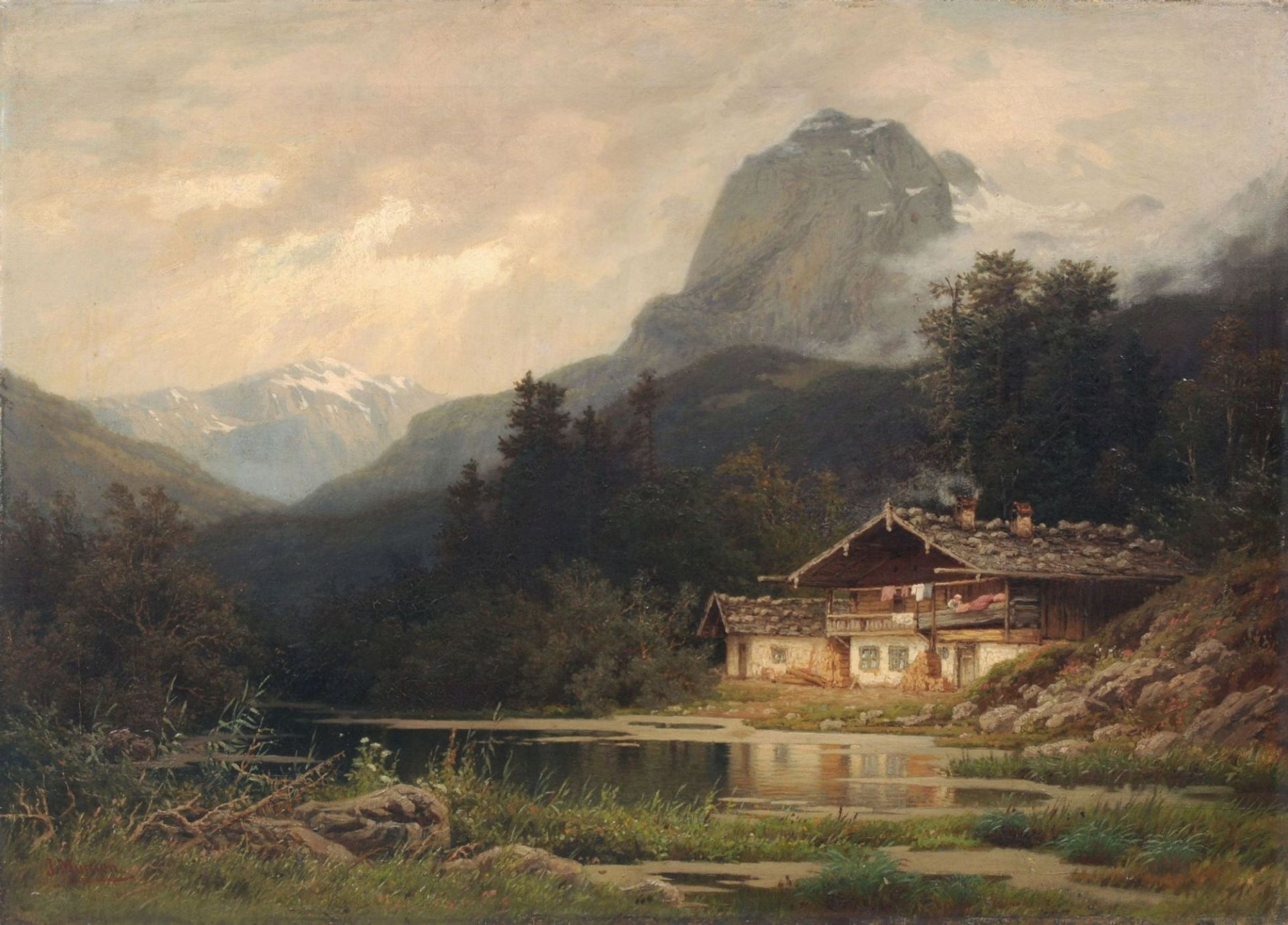 Julius Monien "Landschaft aus Südbaiern". 1880er Jahre.