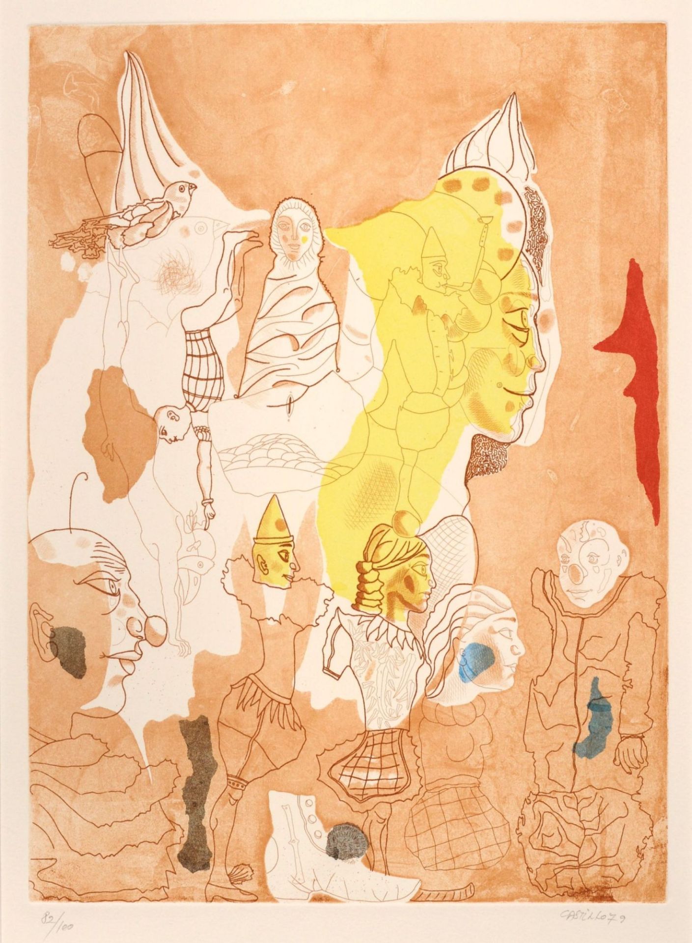 Jorge Castillo, Zwei Darstellungen mit Pierrot. 1979/1980.