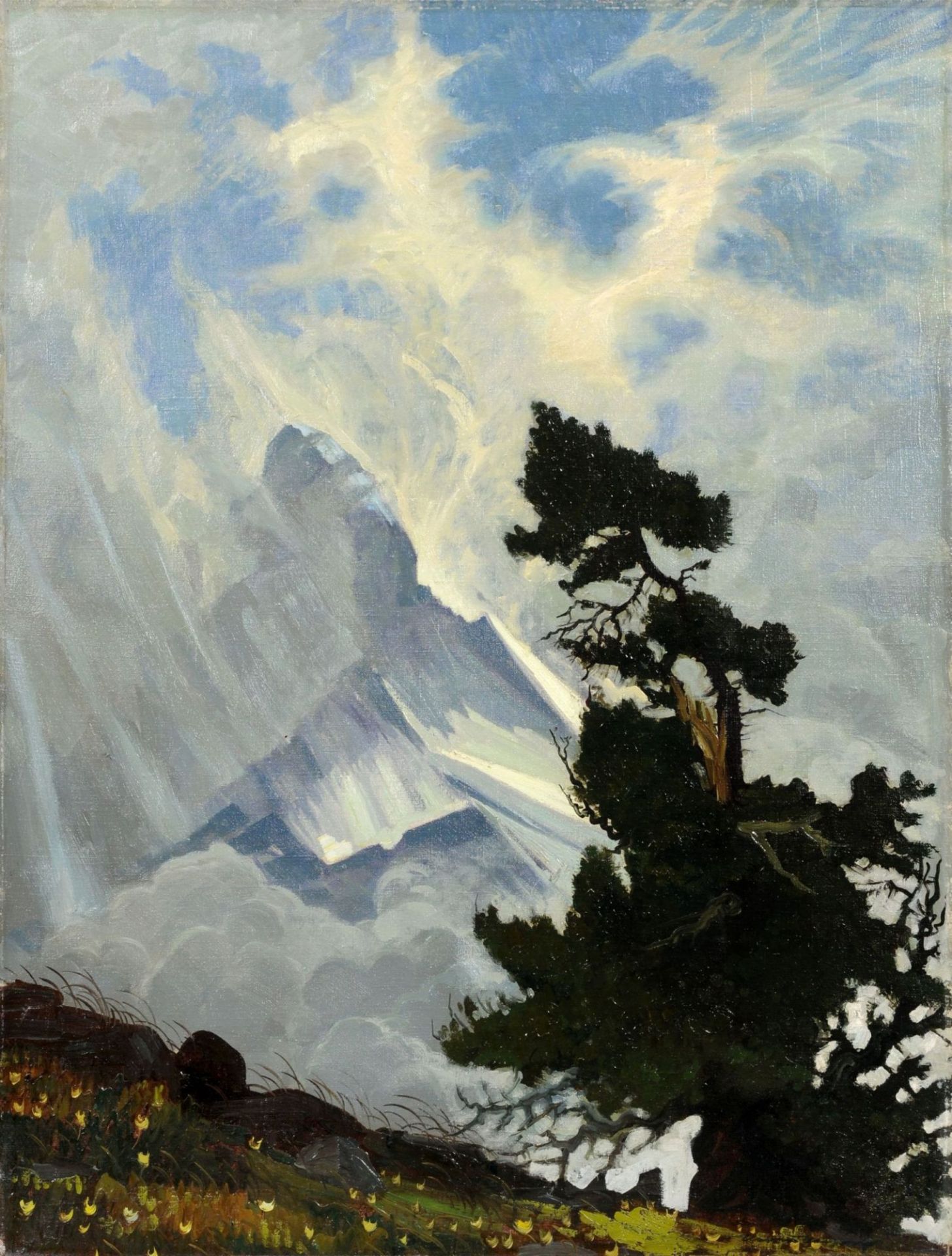 Hanns Herzing "Matterhorn im Sturm". 1936.