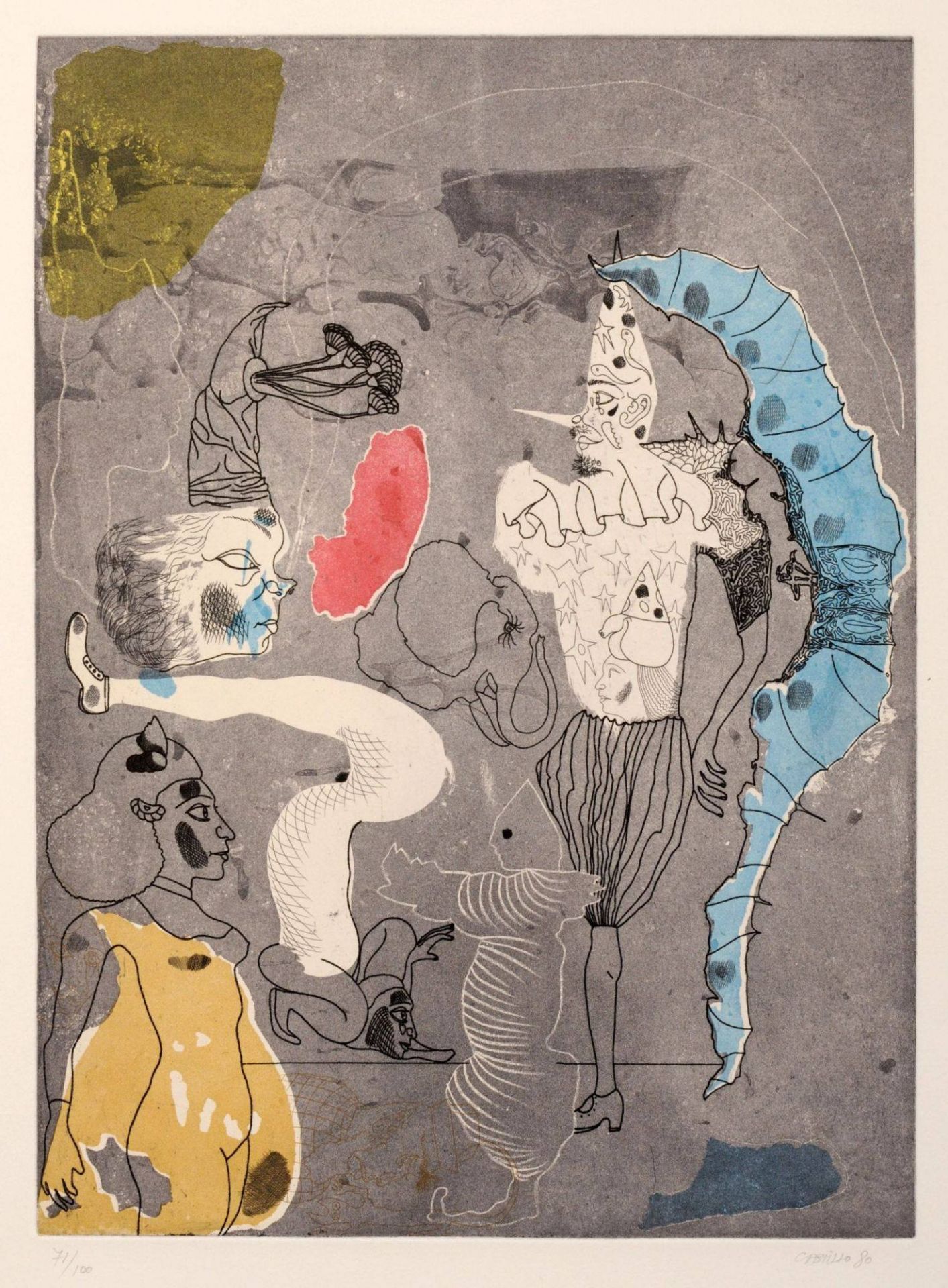 Jorge Castillo, Zwei Darstellungen mit Pierrot. 1979/1980. - Bild 3 aus 3