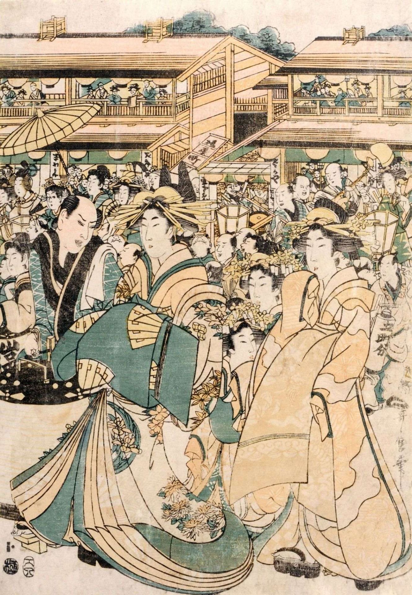 Utamaro II, Parade der Kurtisanen im Yoshiwara. (Naka-no-chô im New Yoshiwara). Um 1810.