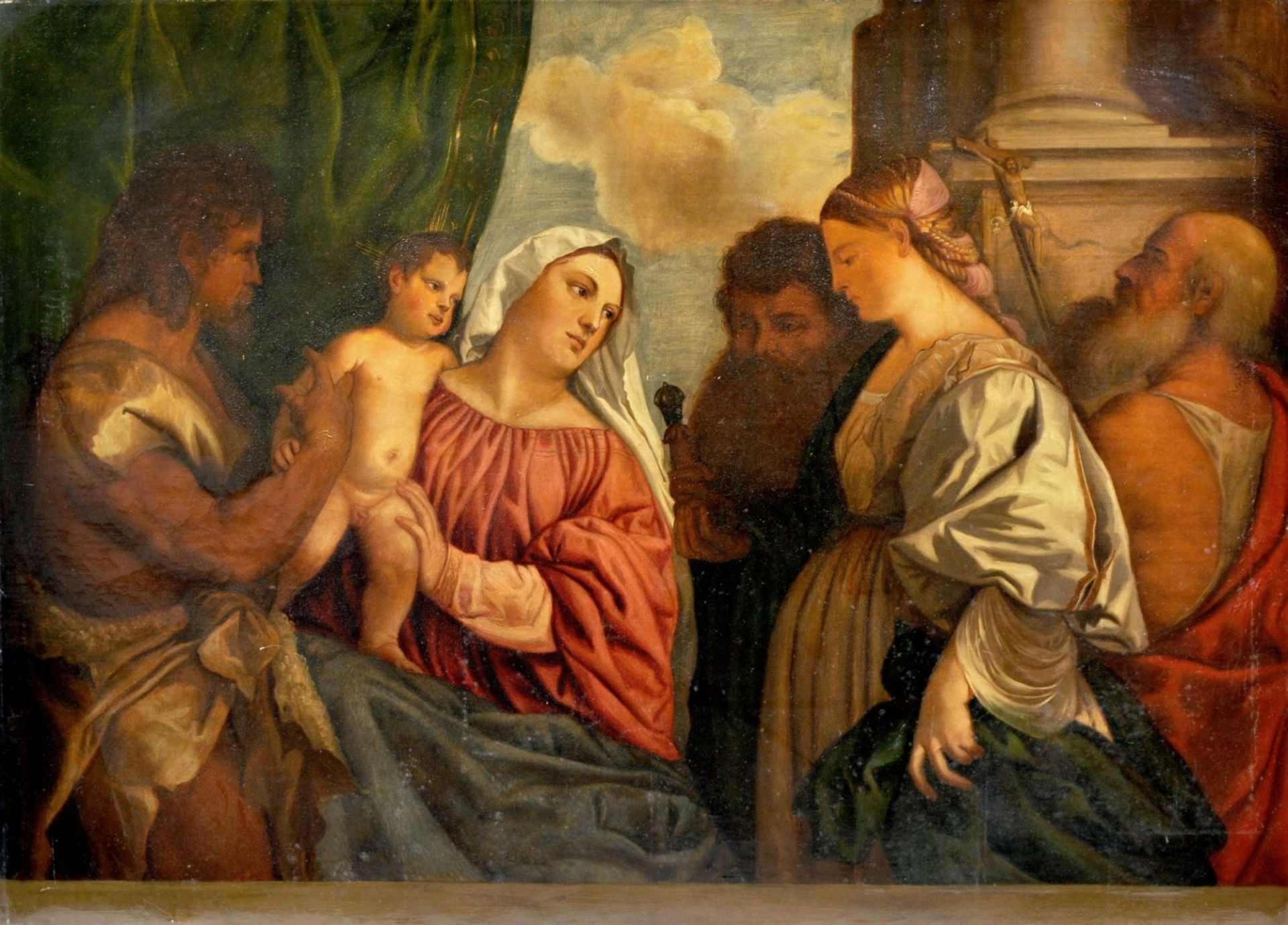 Fritz Horn (Kopie nach Tiziano Vecellio), Maria mit dem Kind und vier Heiligen. Um 1925.