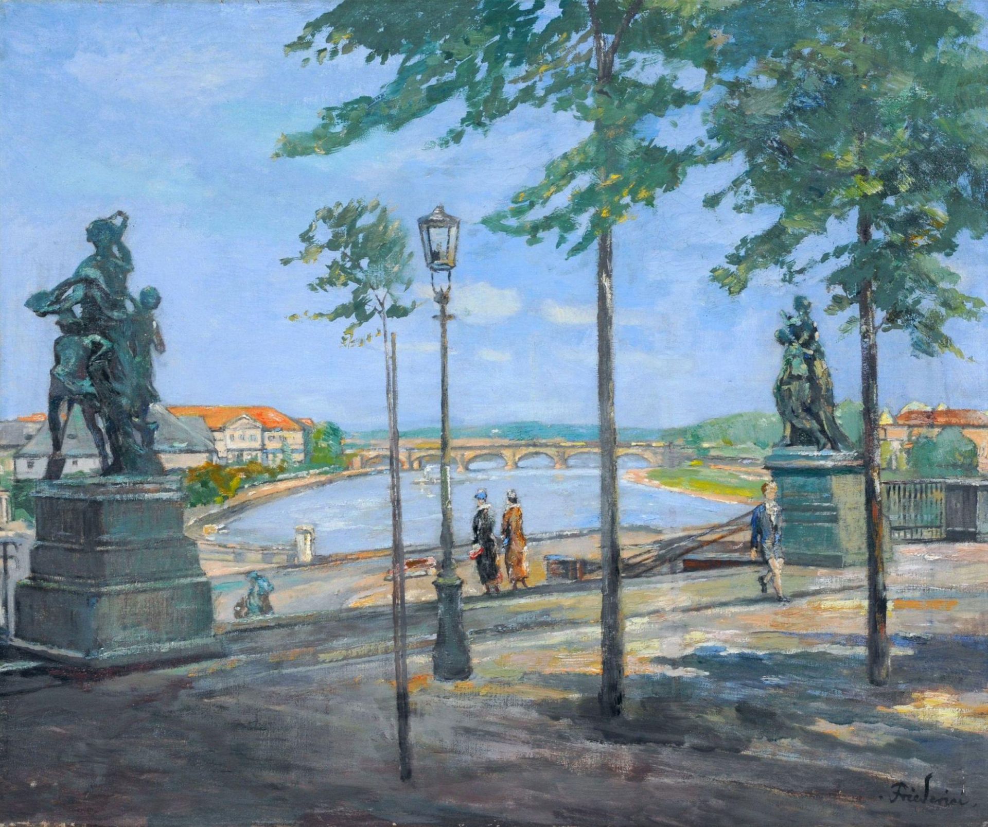 Walter Friederici, Dresden  Blick von der Brühlschen Terrasse. 1930er Jahre.