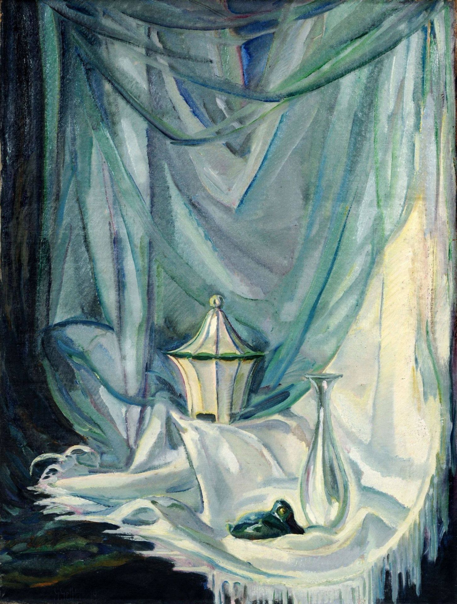 Georg Gelbke "Stoffe grün weiß". 1919.