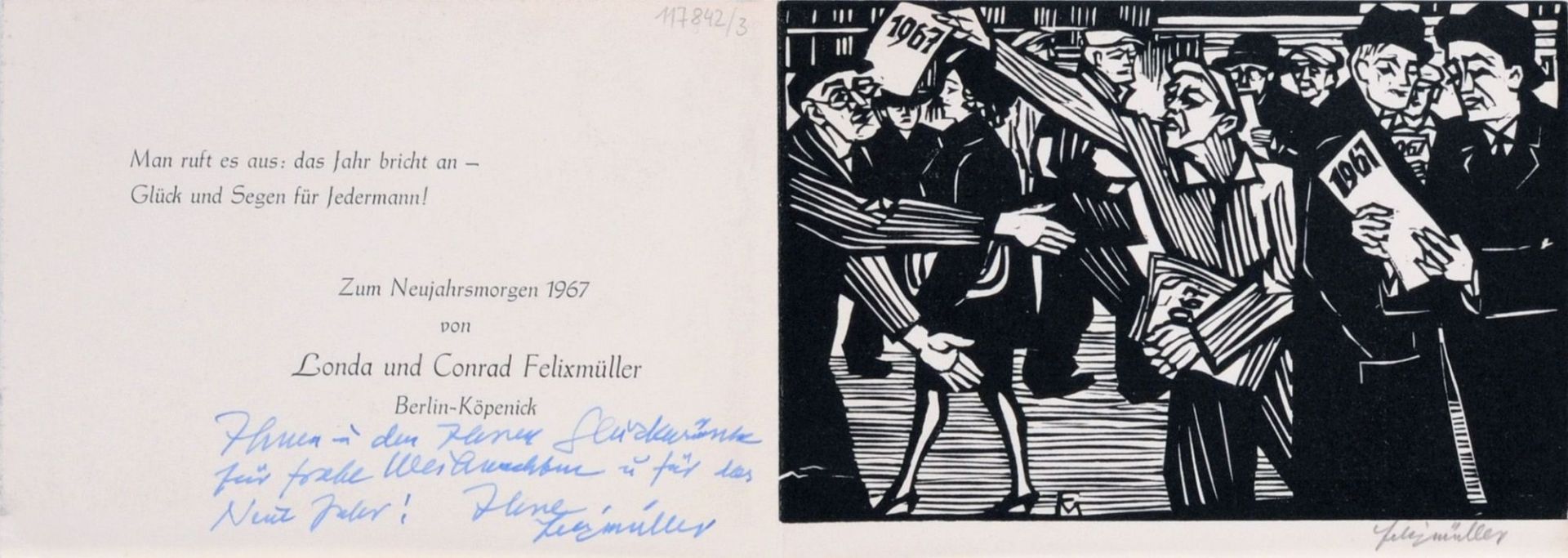 Conrad Felixmüller, Sechs Pro Felificate / "Selbstbildnis mit zeichnender Hand II". 1965 bis 197 - Image 4 of 7