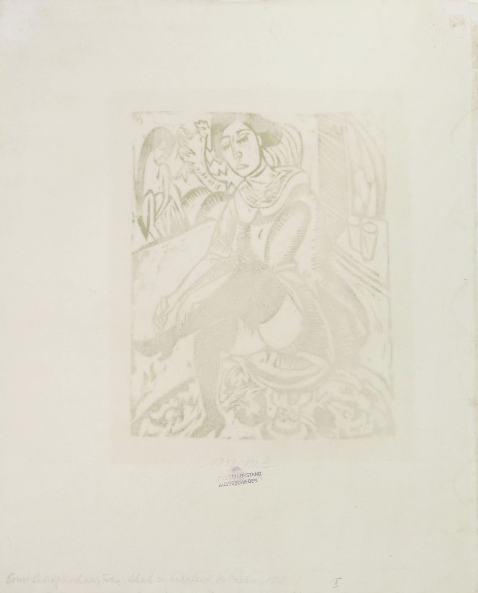 Ernst Ludwig Kirchner "Frau, Schuh zuknöpfend". 1912. - Bild 3 aus 3