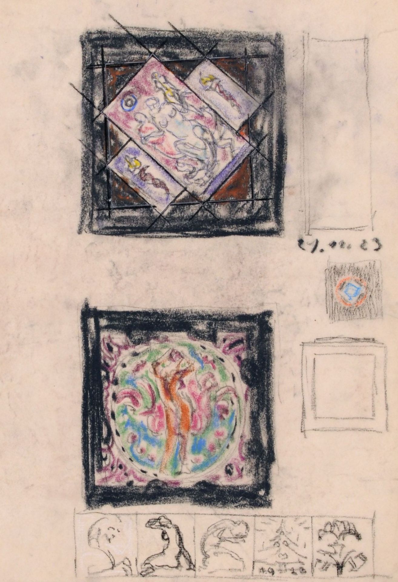 Curt Hasenohr-Hoelloff, Ca. 18 Entwürfe für Dekore und Embleme. Überwiegend 1. Viertel 20. Jh. - Image 12 of 20