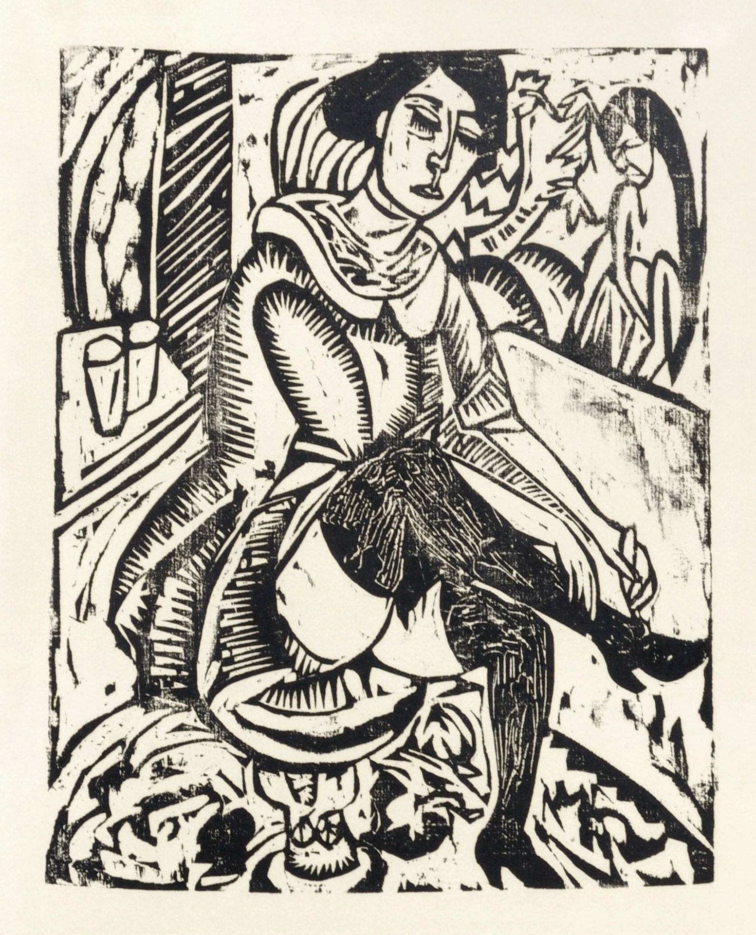 Ernst Ludwig Kirchner "Frau, Schuh zuknöpfend". 1912.