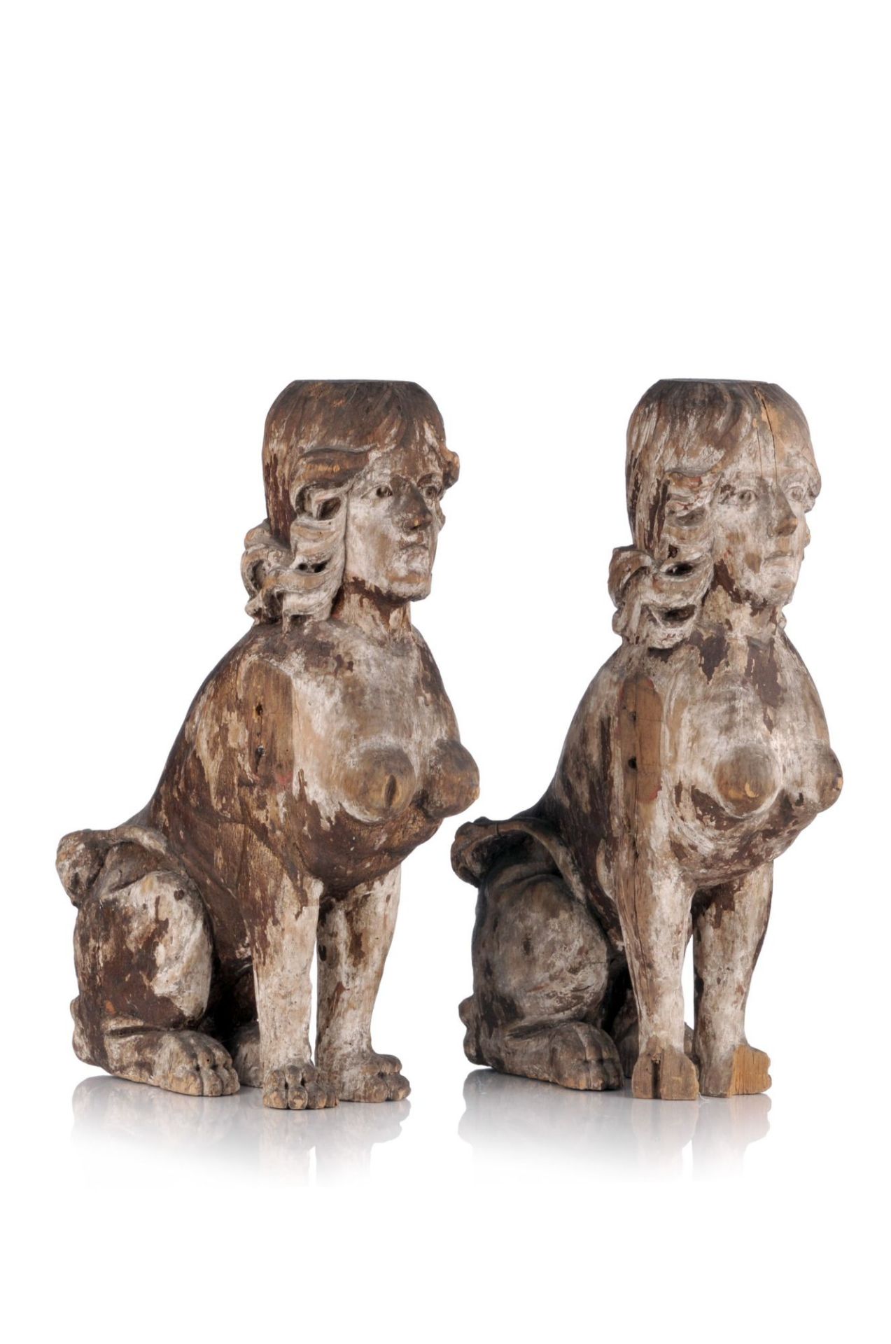 Paar Bibliotheksfiguren (Sphinxe). Deutsch. 18./19. Jh.