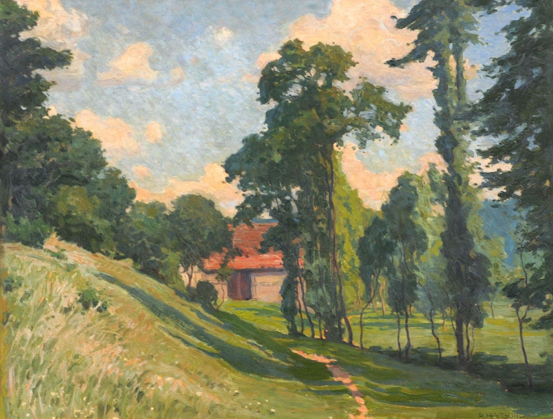 Hans Rudolf Hentschel, Sommerlandschaft bei Meißen (?). 1945.