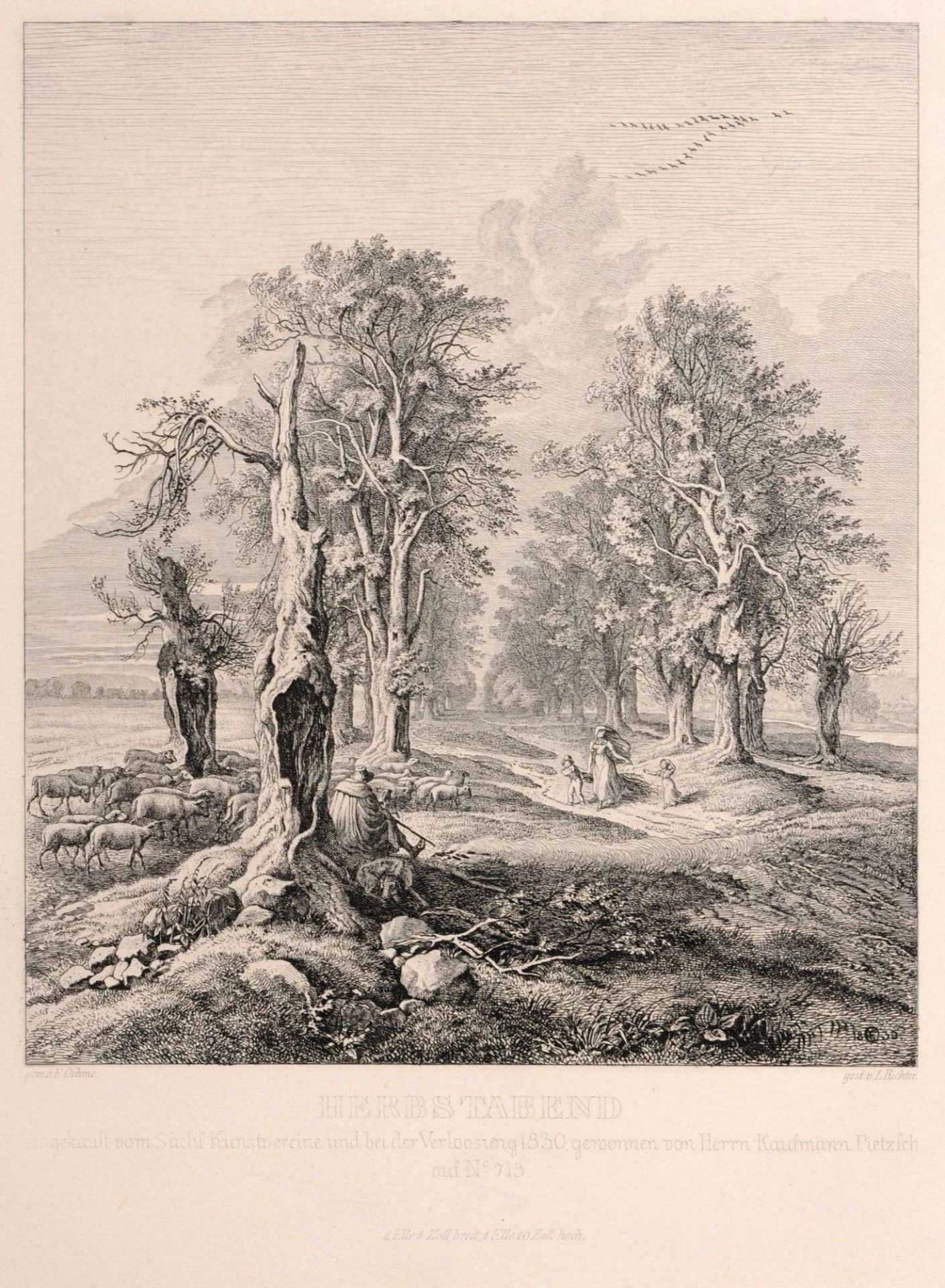 Adrian Ludwig Richter "Herbstabend". 1830.