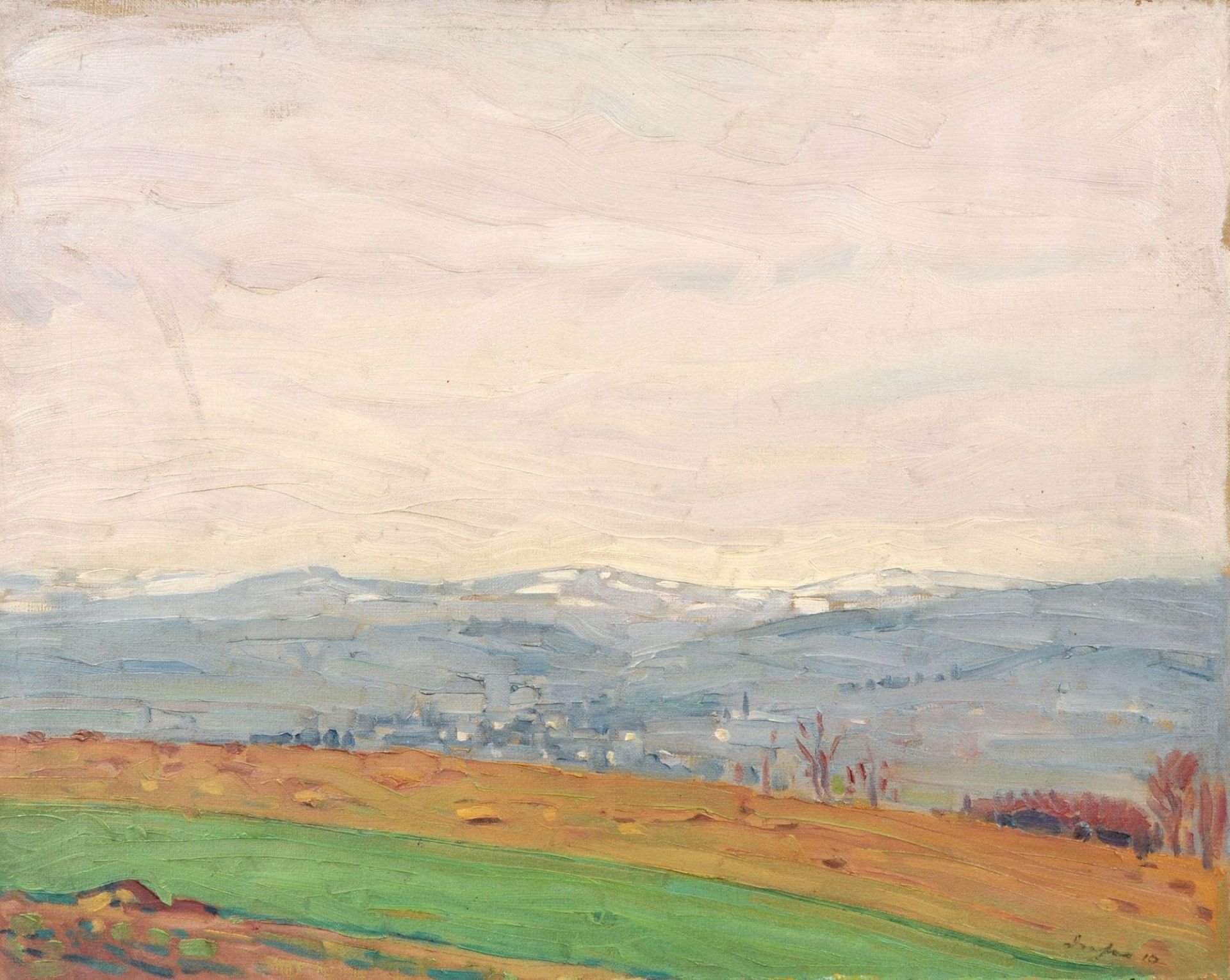 Richard Dreher "Vorfrühling" (Landschaft bei Rockau?). 1910.