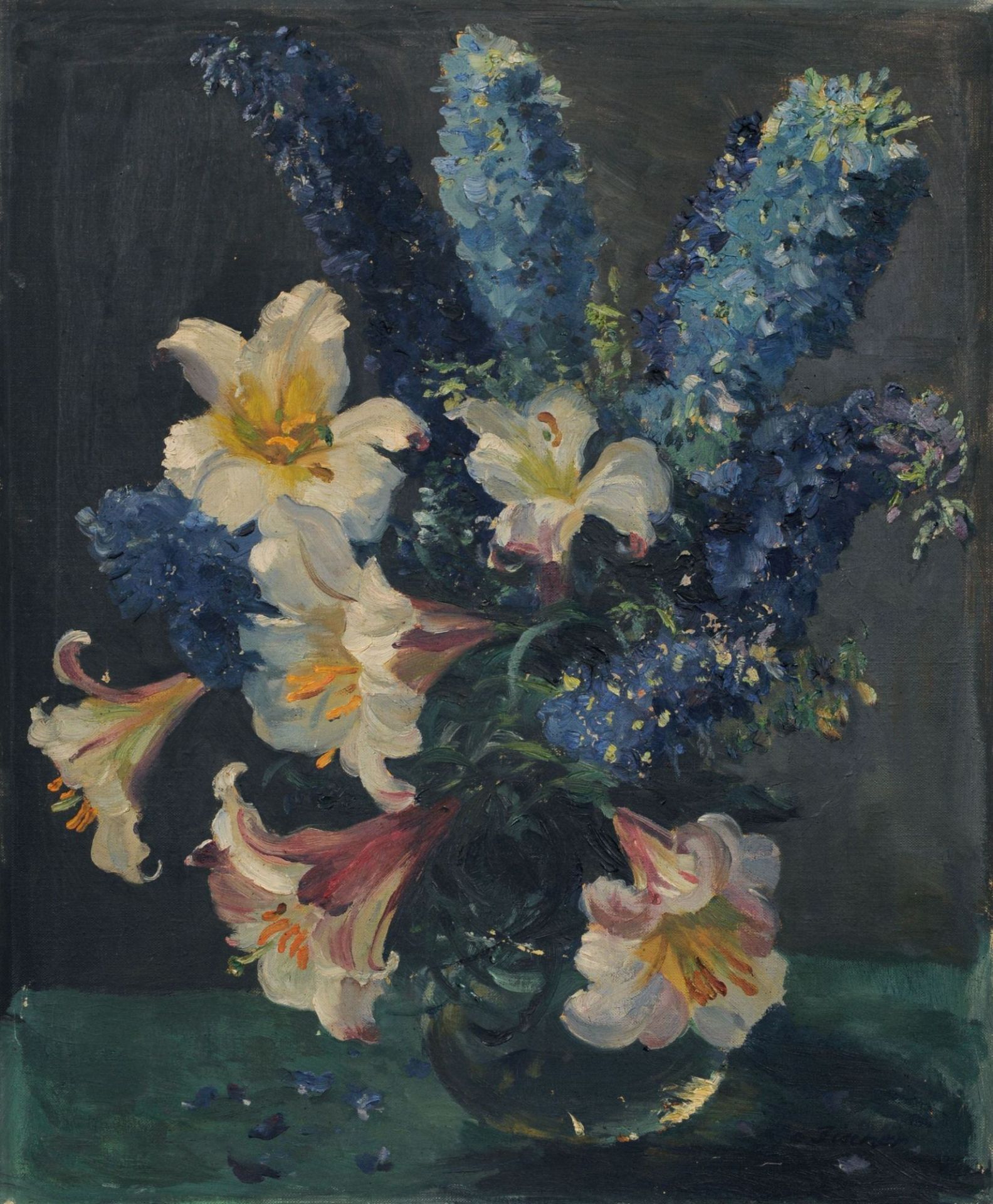 Otto Fischer "Rittersporn und Lilien". Wohl 1920er/1930er Jahre.