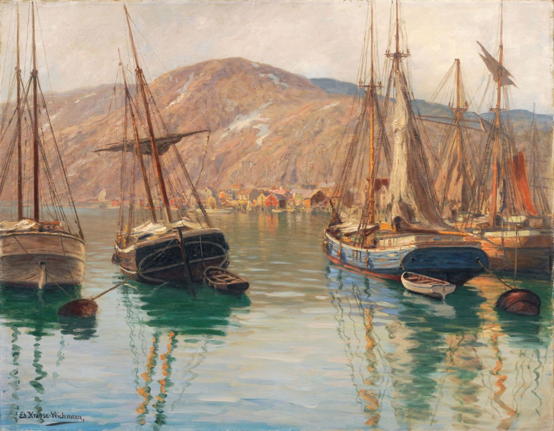 Eduard Krause-Wichmann, Sommer im Hafen von Hammerfest (Norwegen). Um 1910.