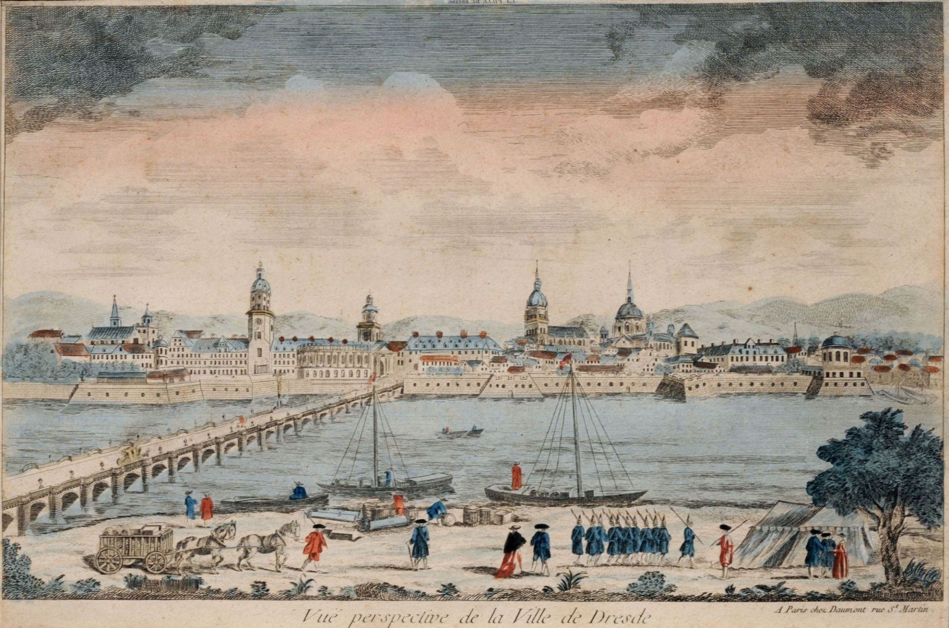 Georg Balthasar Probst und andere Künstler, Vier Guckkastenblätter "Ansichten von Dresden". Um - Bild 2 aus 8
