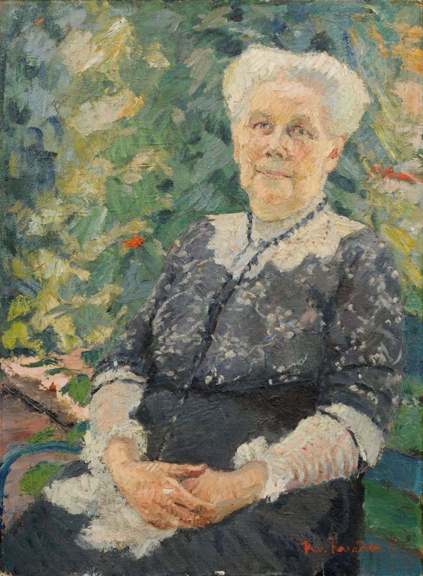 Konrad von Kardorff, Bildnis der Schwiegermutter des Künstlers im Garten (Frau des Christian Aug