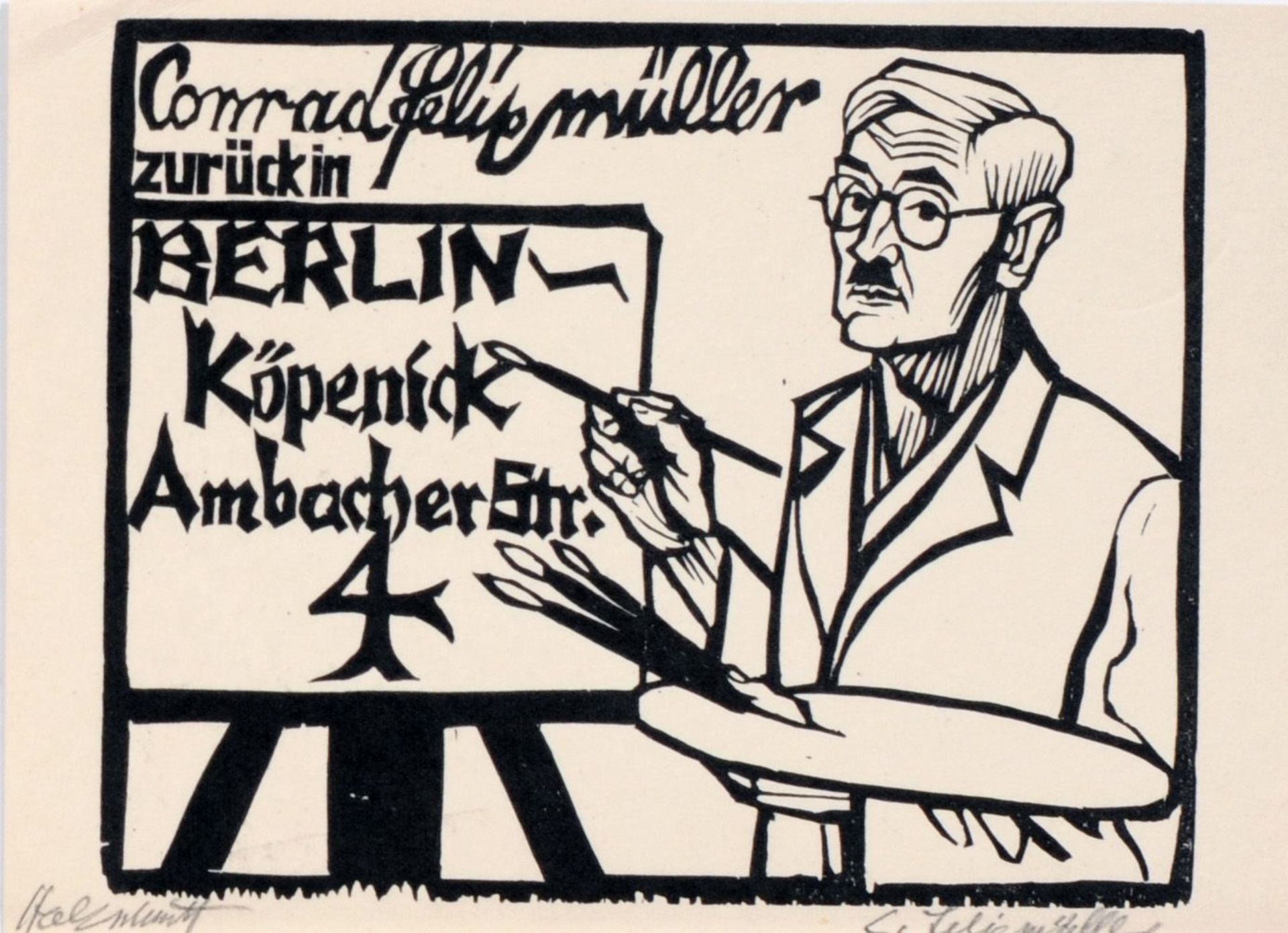 Conrad Felixmüller, Sechs Pro Felificate / "Selbstbildnis mit zeichnender Hand II". 1965 bis 197 - Image 3 of 7