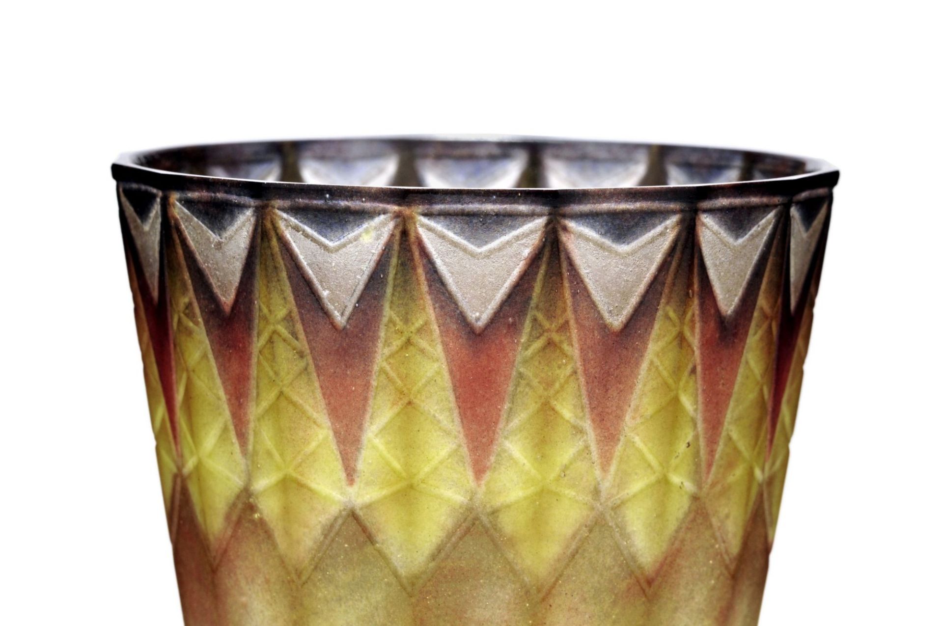 Seltene Bechervase "Vase à motifs de fers de lance gravés". Gabriel Argy-Rousseau, Paris, Frank - Image 4 of 7
