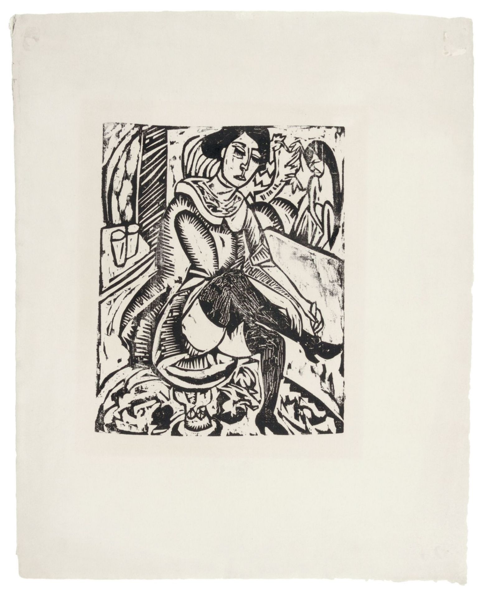 Ernst Ludwig Kirchner "Frau, Schuh zuknöpfend". 1912. - Bild 2 aus 3