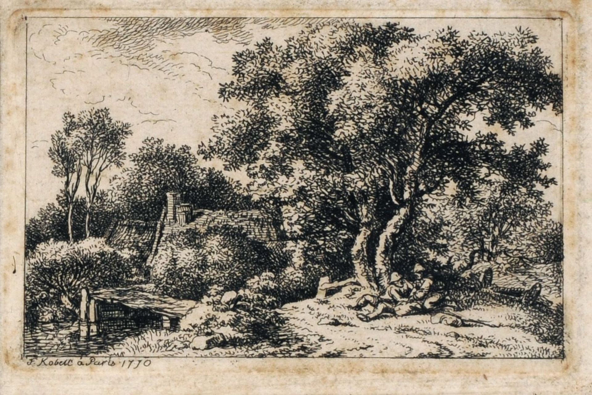 Franz Innocenz Kobell "Six Paysages dessinés et gravés par F. Kobell, à Paris, etc.". 1770.</b - Image 6 of 6