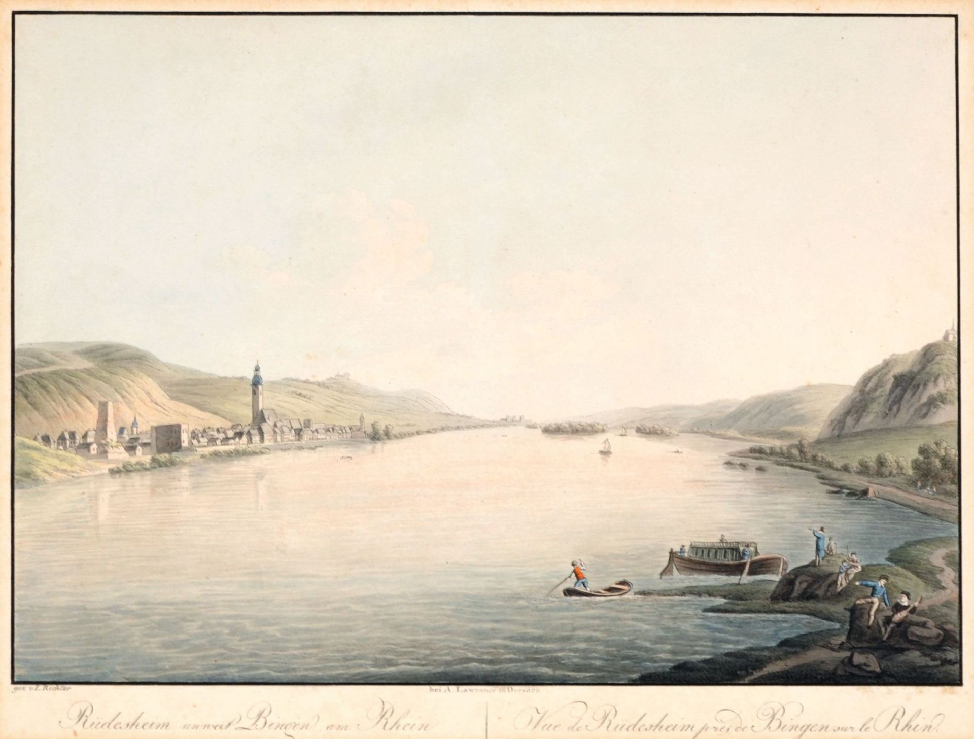 Adrian Ludwig Richter "Rüdesheim unweit Bingen am Rhein". Um 1818.