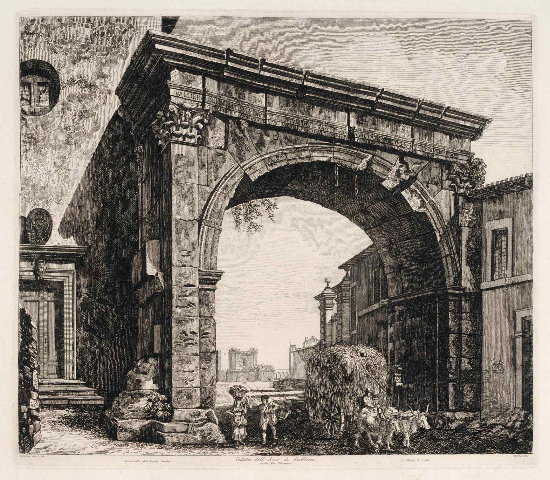 Luigi Rossini "Veduta dell' Arco die Gallieno nella Via Tiburtina". 1821.