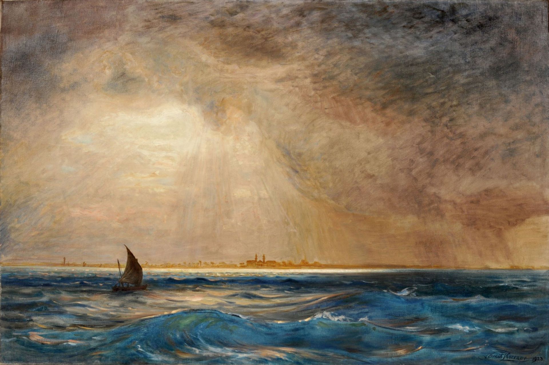 Ernst Carl Koerner, Stürmische See vor Alexandria. 1923.