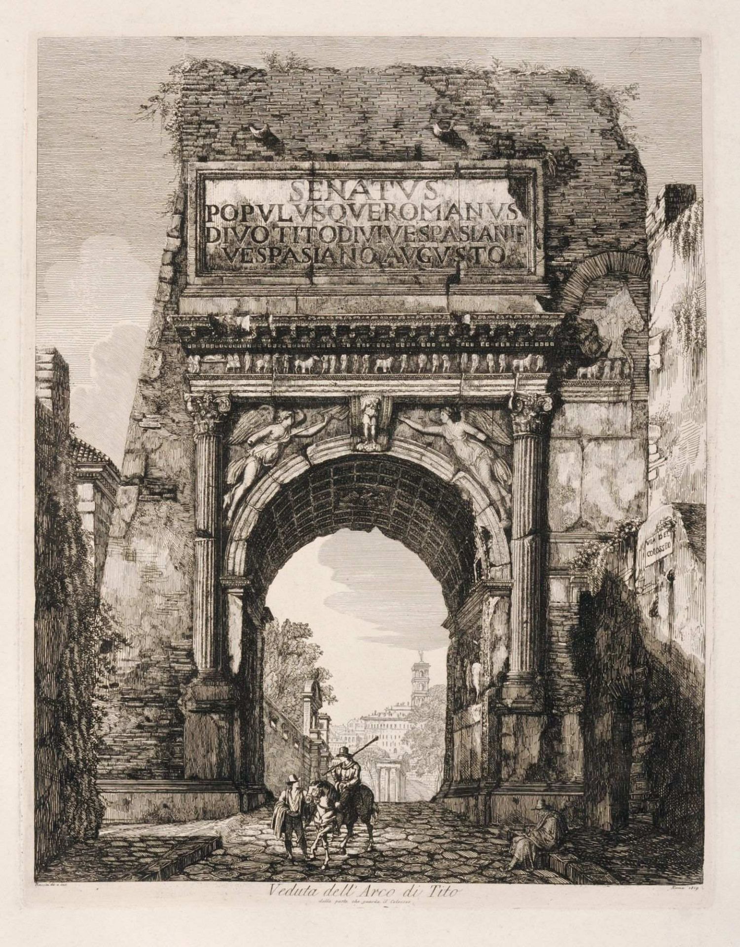 Luigi Rossini "Veduta dell' Arco di Tito". 1819.