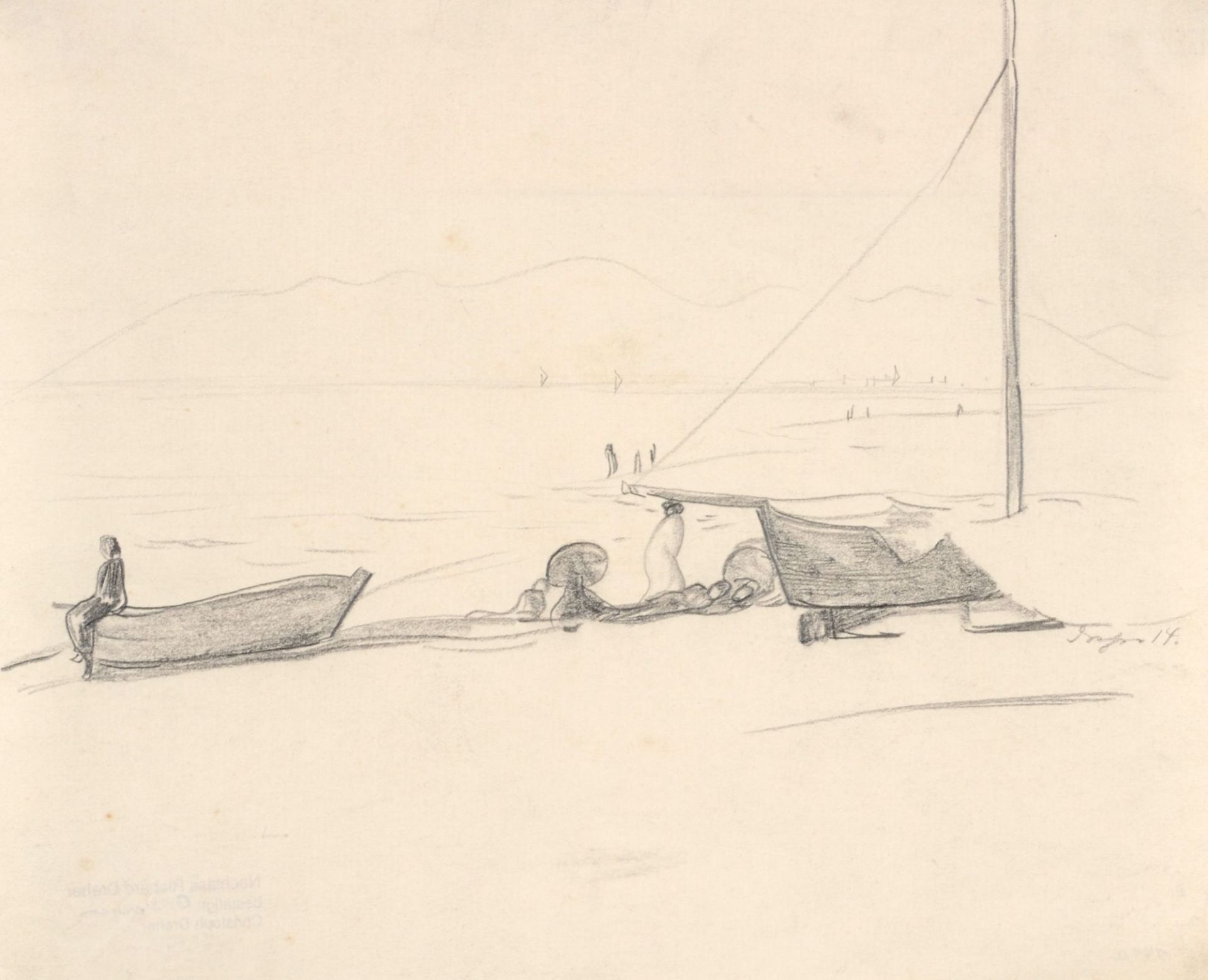 Richard Dreher, Schiffe im Hafen / Italienische Landschaft mit Reiter / Boote am Strand (Italien) - Bild 2 aus 3