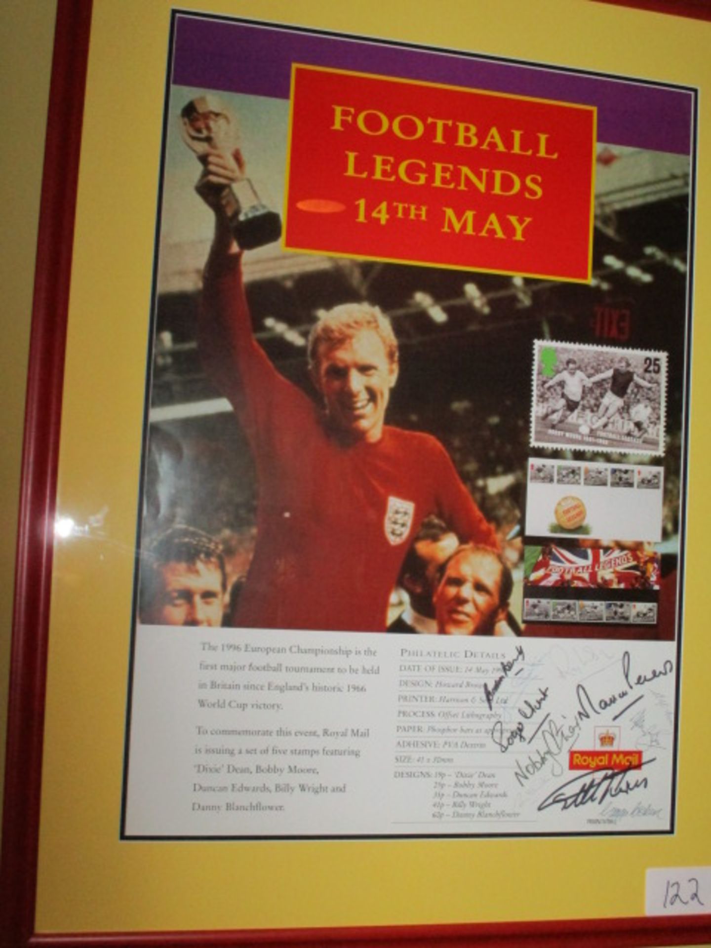 A Royal Mail promotional poster for the 1996 issue of the """"Football Legends"""" stamps featuring - Image 2 of 3