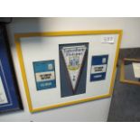 Framed Tottenham Hotspur pennant and 2 match day programmes (early 70s), 29in w x23-1/2in hgt ***