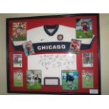 2002 Chicago Fire away jersey and 10 signed individual photos, 41in x 41in ***Note from