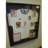 David Beckham: White England National Team No. 7 jersey season 1999/2000 signed by David Beckham.