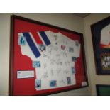 USA National Team replica team signed jersey 1994 squad, 41in w x 32in hgt 17 signatures ***Note