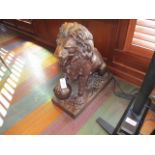 Lion status, metal construction, 36in w 16in x 39in hgt (very solid and heavy) ***Note from