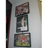 Manchester United player collage of 3, Brian McClair signed, Brian Robson, David May,10in w x 27in