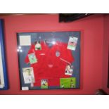 England vs Argentina 2002 World Cup signed replica jersey, plus 7 signed pictures including David